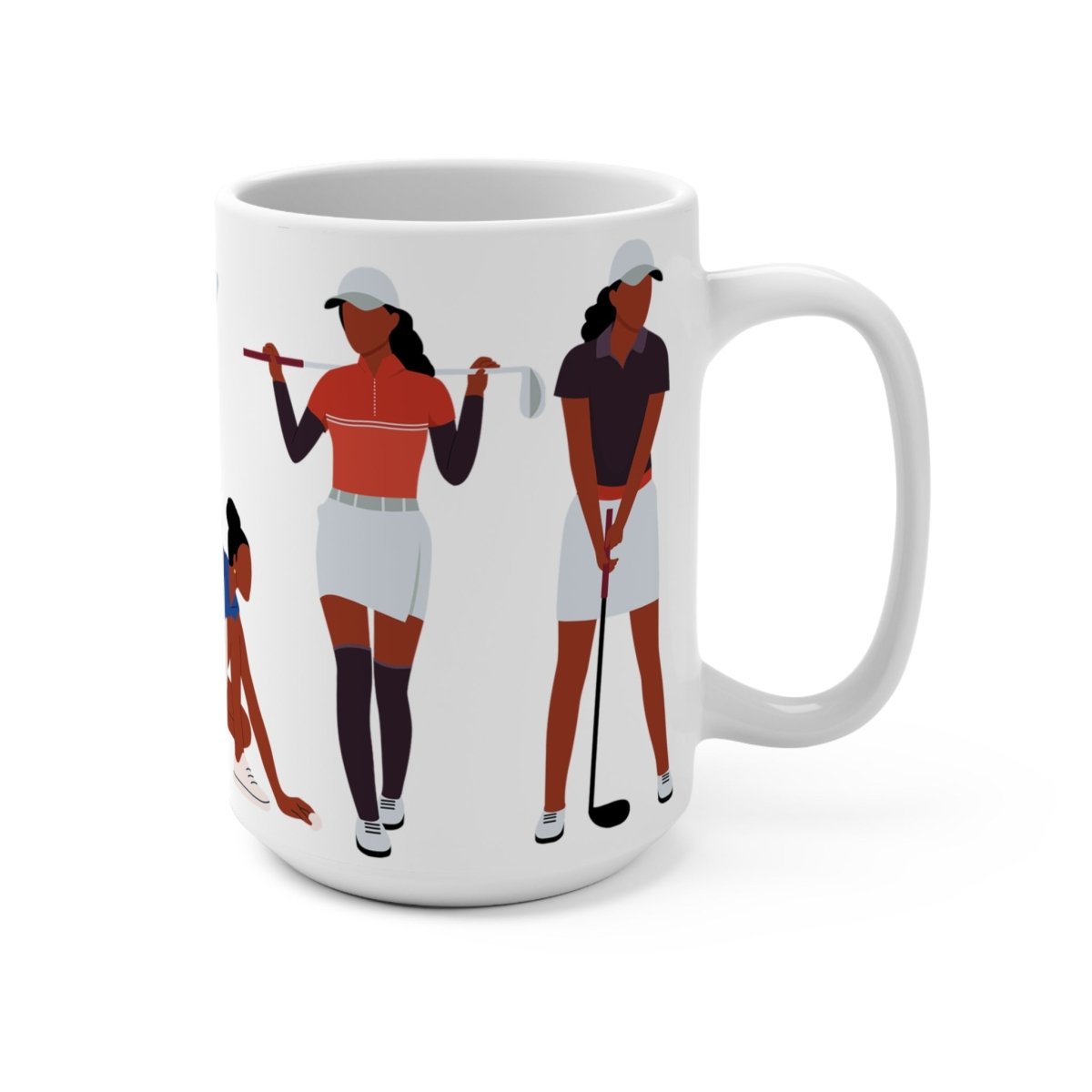 Black Ladies Golf Mug - Afrocentric Art by The Trini Gee