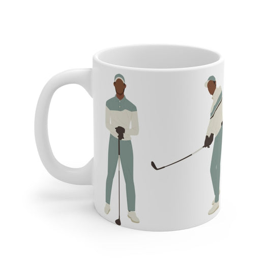 Black Men Golf Mug - Afrocentric Art by The Trini Gee