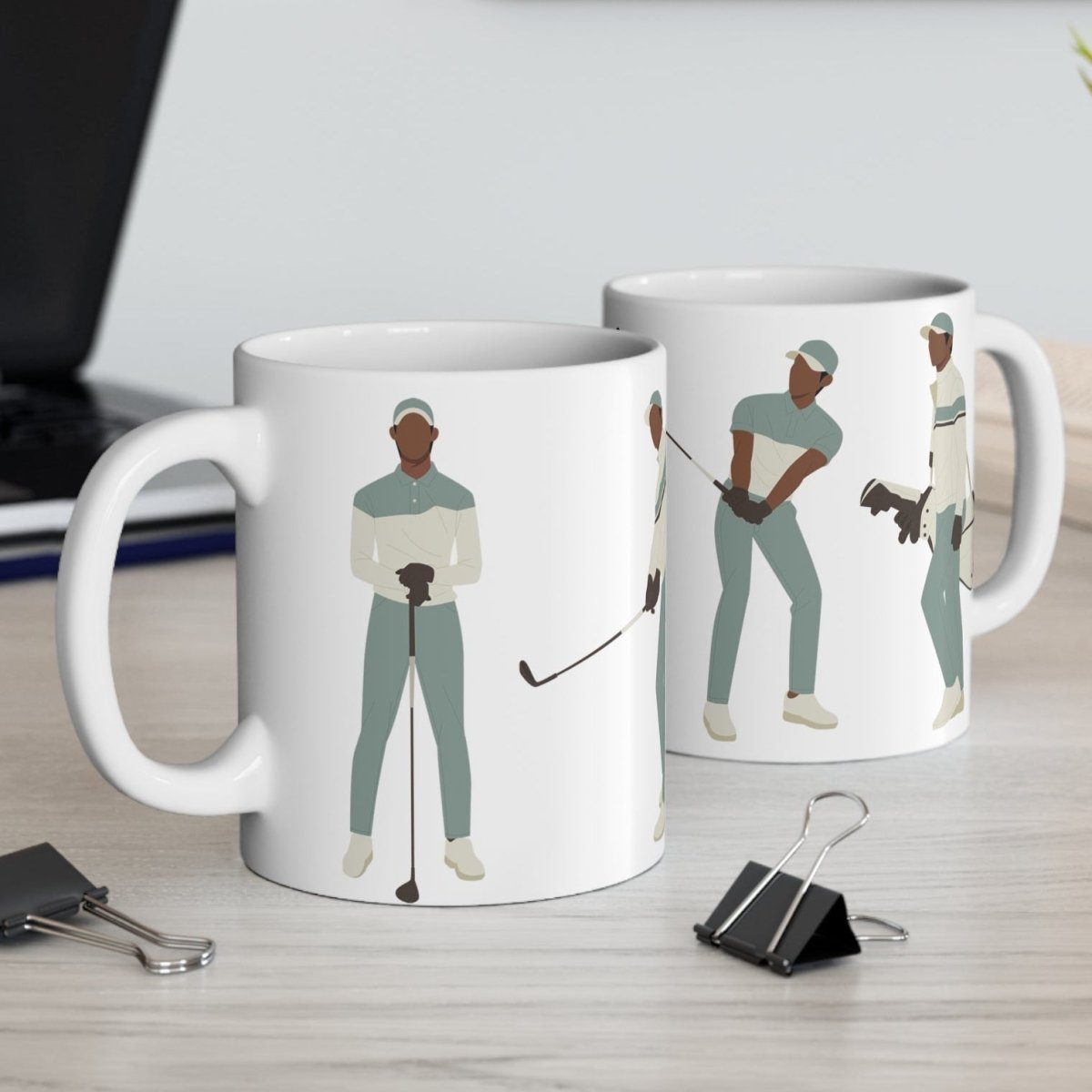 Black Men Golf Mug - Afrocentric Art by The Trini Gee
