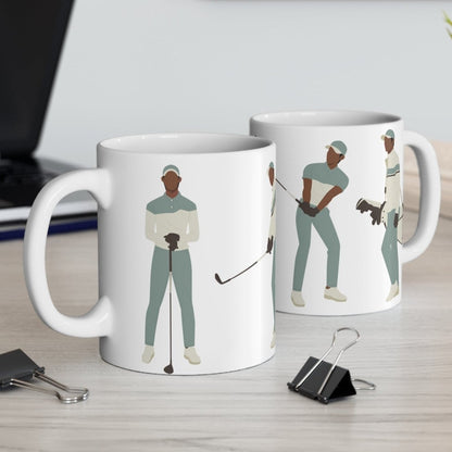 Black Men Golf Mug - Afrocentric Art by The Trini Gee