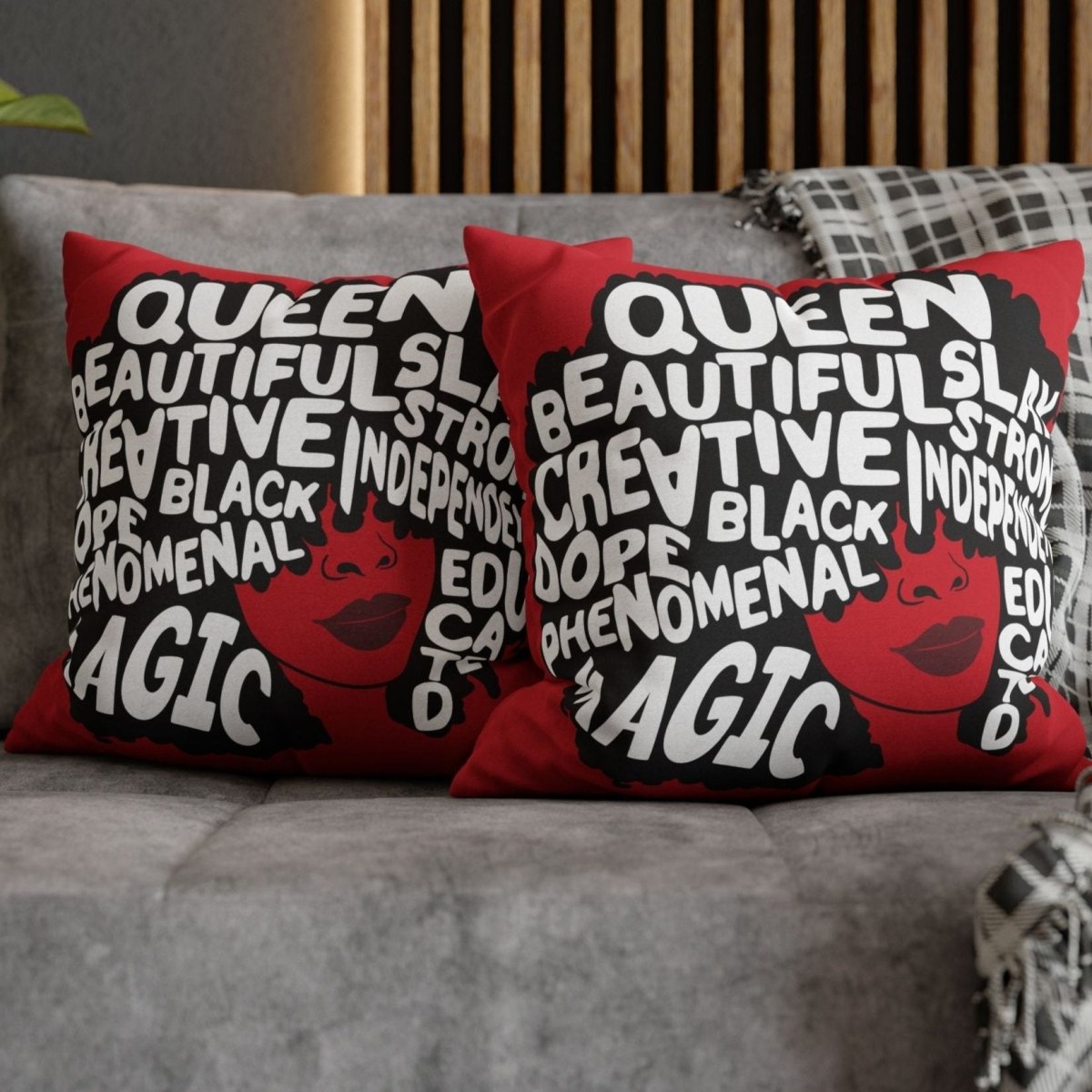 Black Queen Pillow - Afrocentric Art by The Trini Gee
