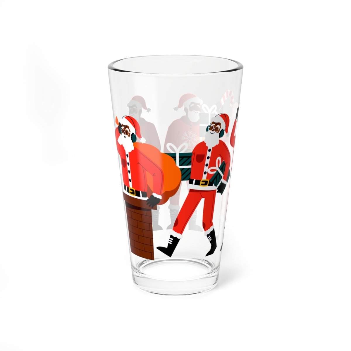 Black Santa 16oz Glass - The Trini Gee
