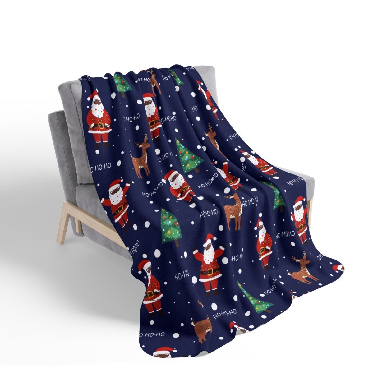 Black Santa Sherpa Fleece Blanket - The Trini Gee