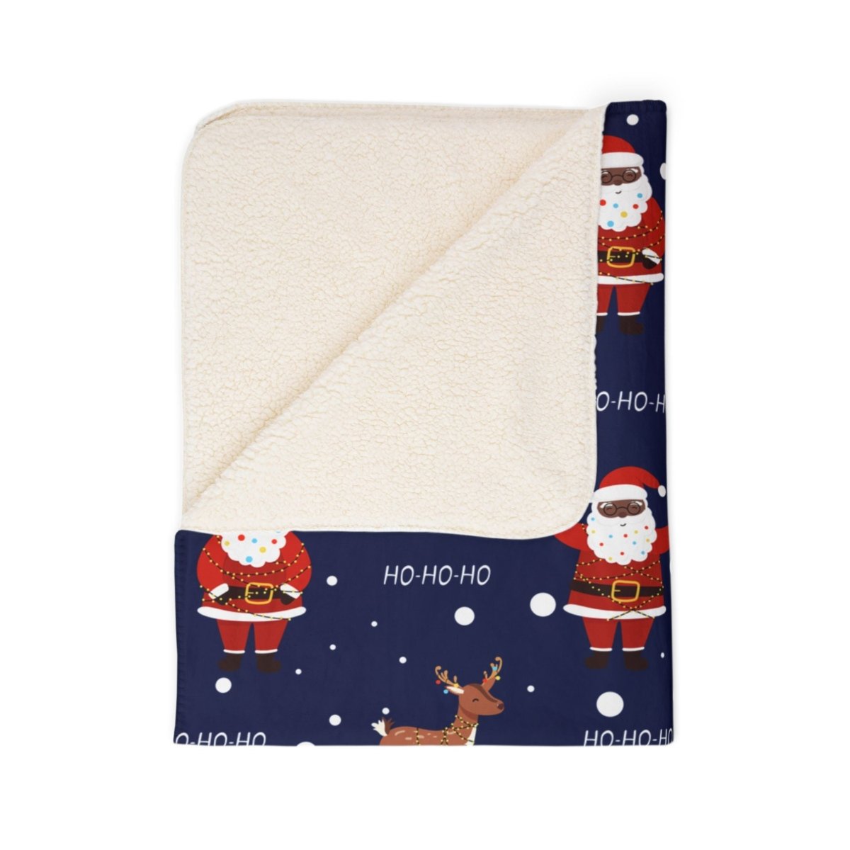 Black Santa Sherpa Fleece Blanket - The Trini Gee