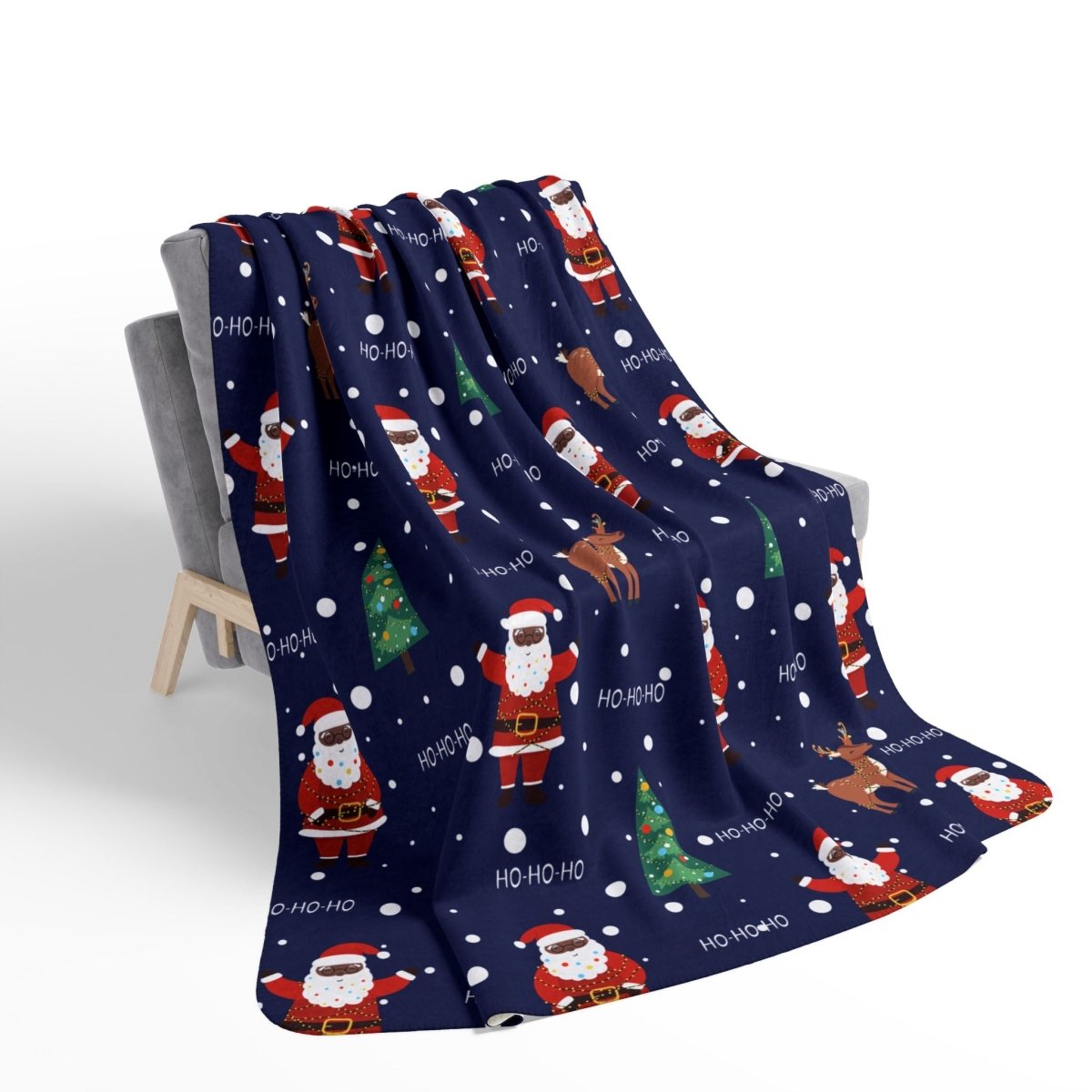Black Santa Sherpa Fleece Blanket - The Trini Gee