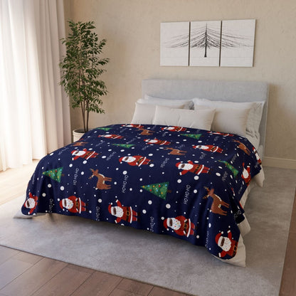 Black Santa Sherpa Fleece Blanket - The Trini Gee