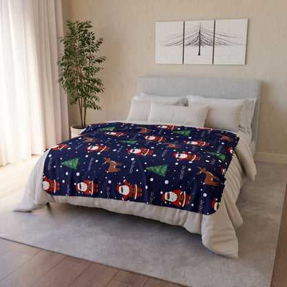 Black Santa Sherpa Fleece Blanket - The Trini Gee