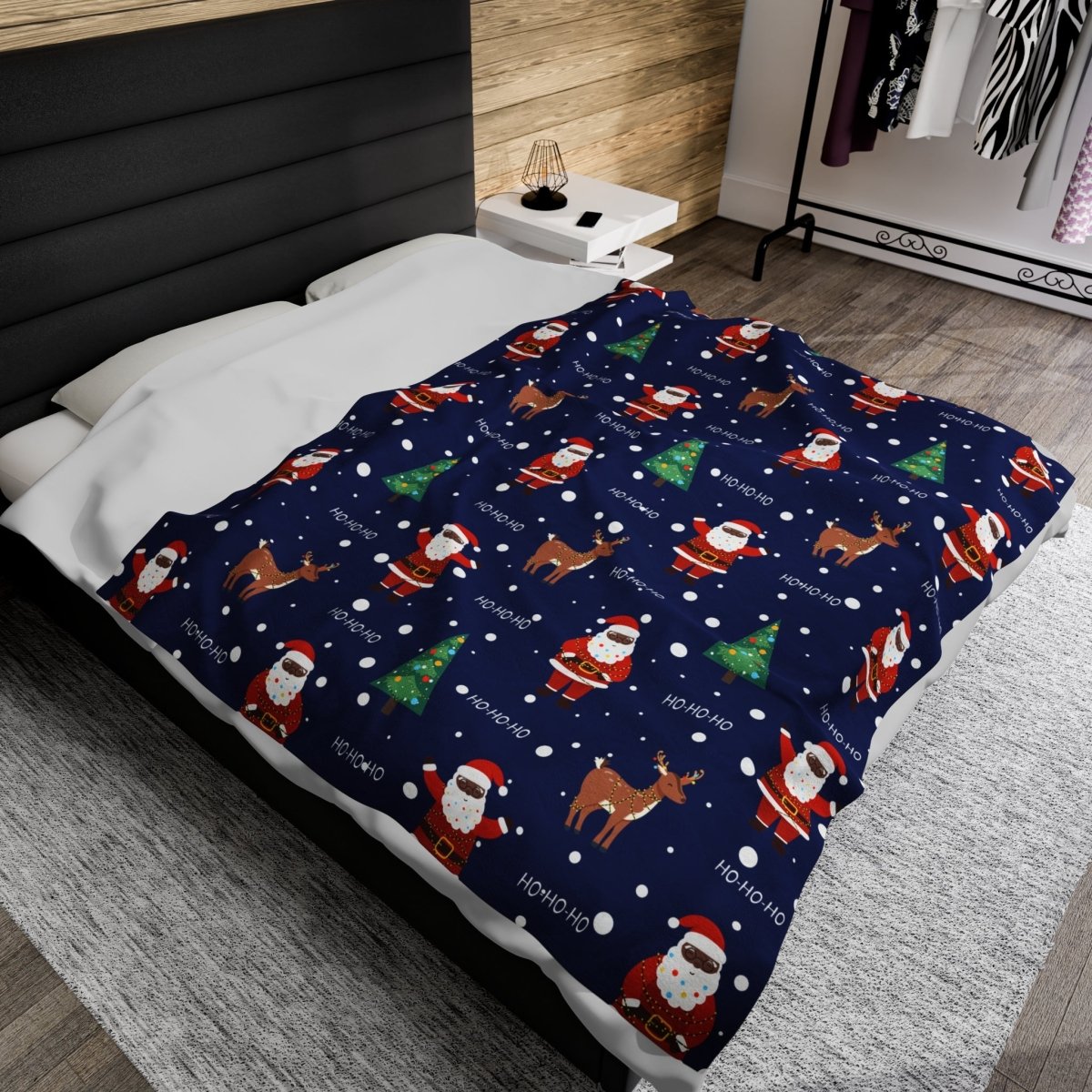 Black Santa Throw Blanket - The Trini Gee