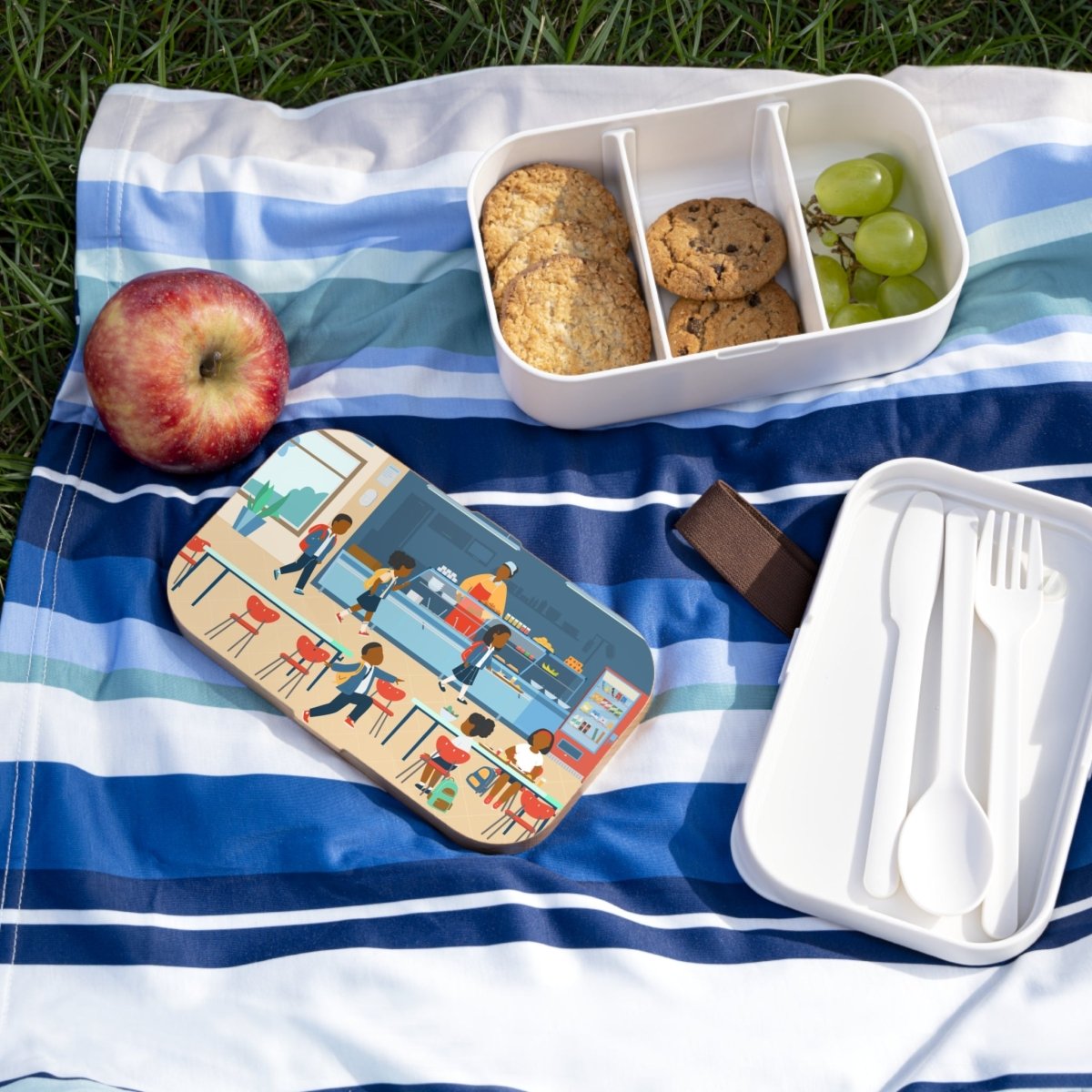 Black School Lunch Bento Box - Afrocentric Art by The Trini Gee