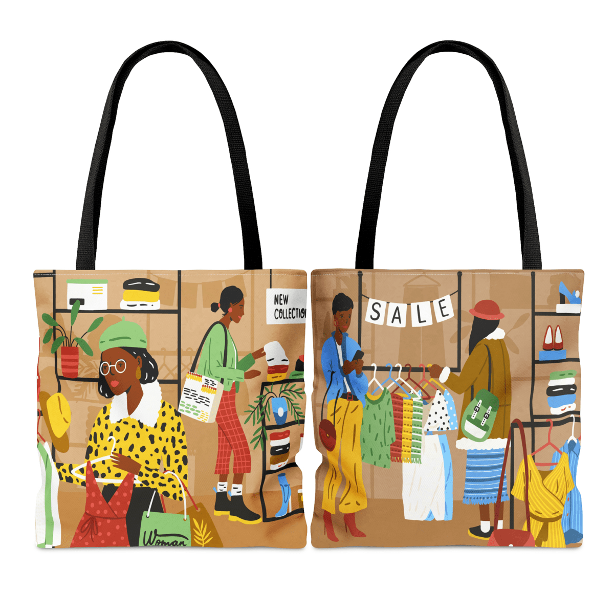 Black Shoppers Tote Bag - Afrocentric Art by The Trini Gee