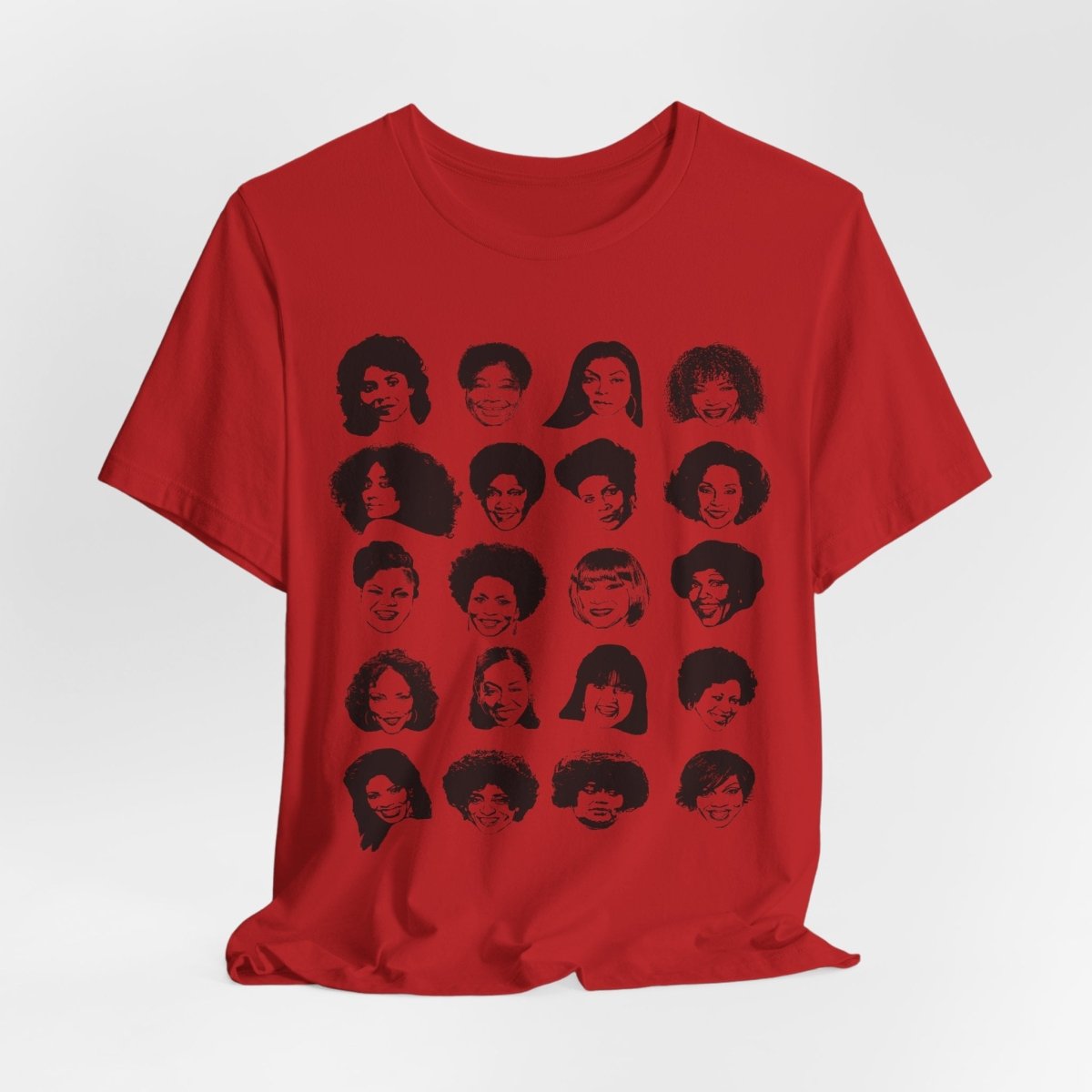 Adult unisex shirt featuring Black actresses who played TV moms, shown in a clean grid of iconic faces.