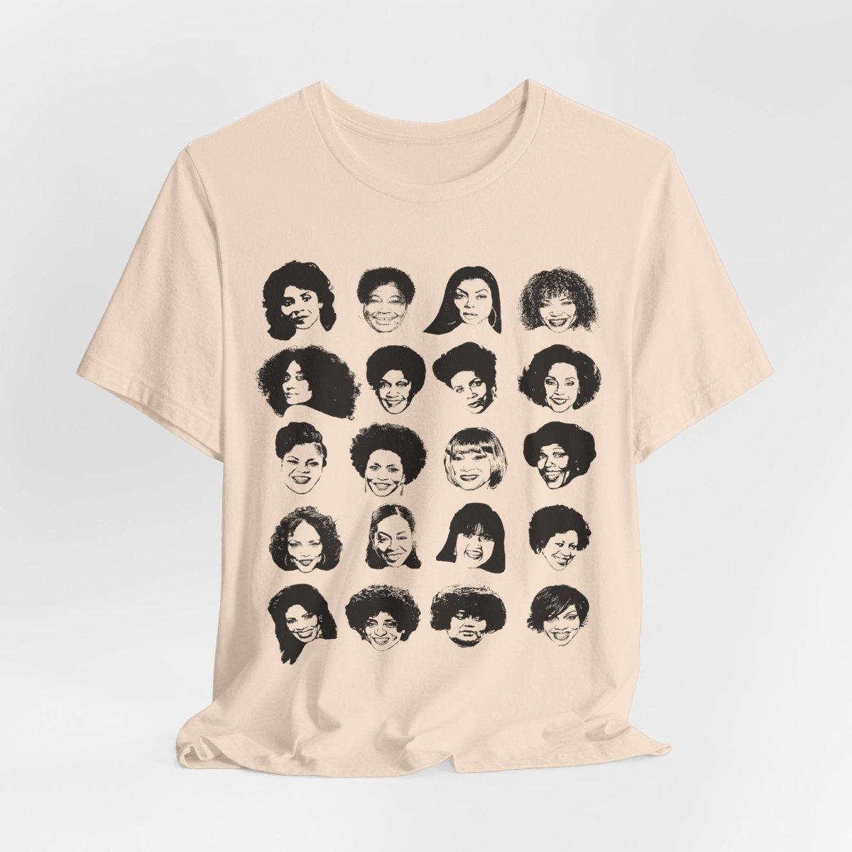 Adult unisex shirt featuring Black actresses who played TV moms, shown in a clean grid of iconic faces.
