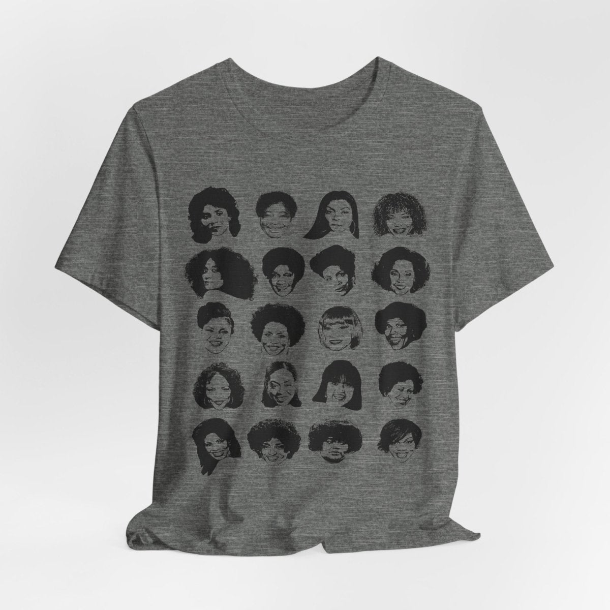 Adult unisex shirt featuring Black actresses who played TV moms, shown in a clean grid of iconic faces.