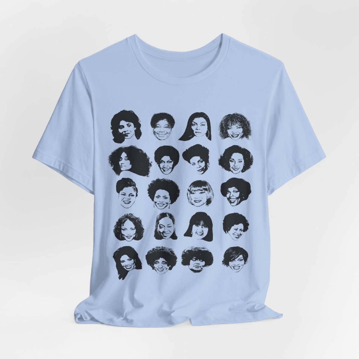 Adult unisex shirt featuring Black actresses who played TV moms, shown in a clean grid of iconic faces.