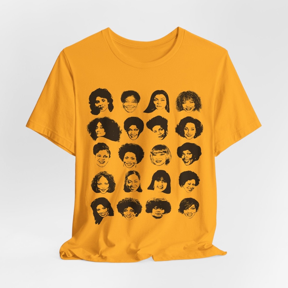Adult unisex shirt featuring Black actresses who played TV moms, shown in a clean grid of iconic faces.