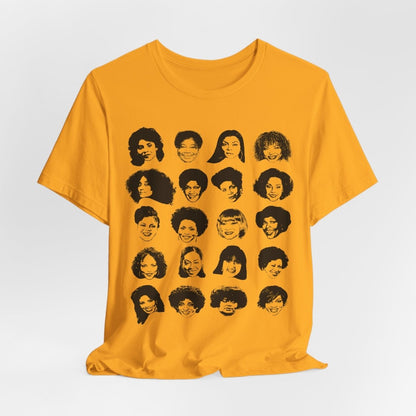 Adult unisex shirt featuring Black actresses who played TV moms, shown in a clean grid of iconic faces.