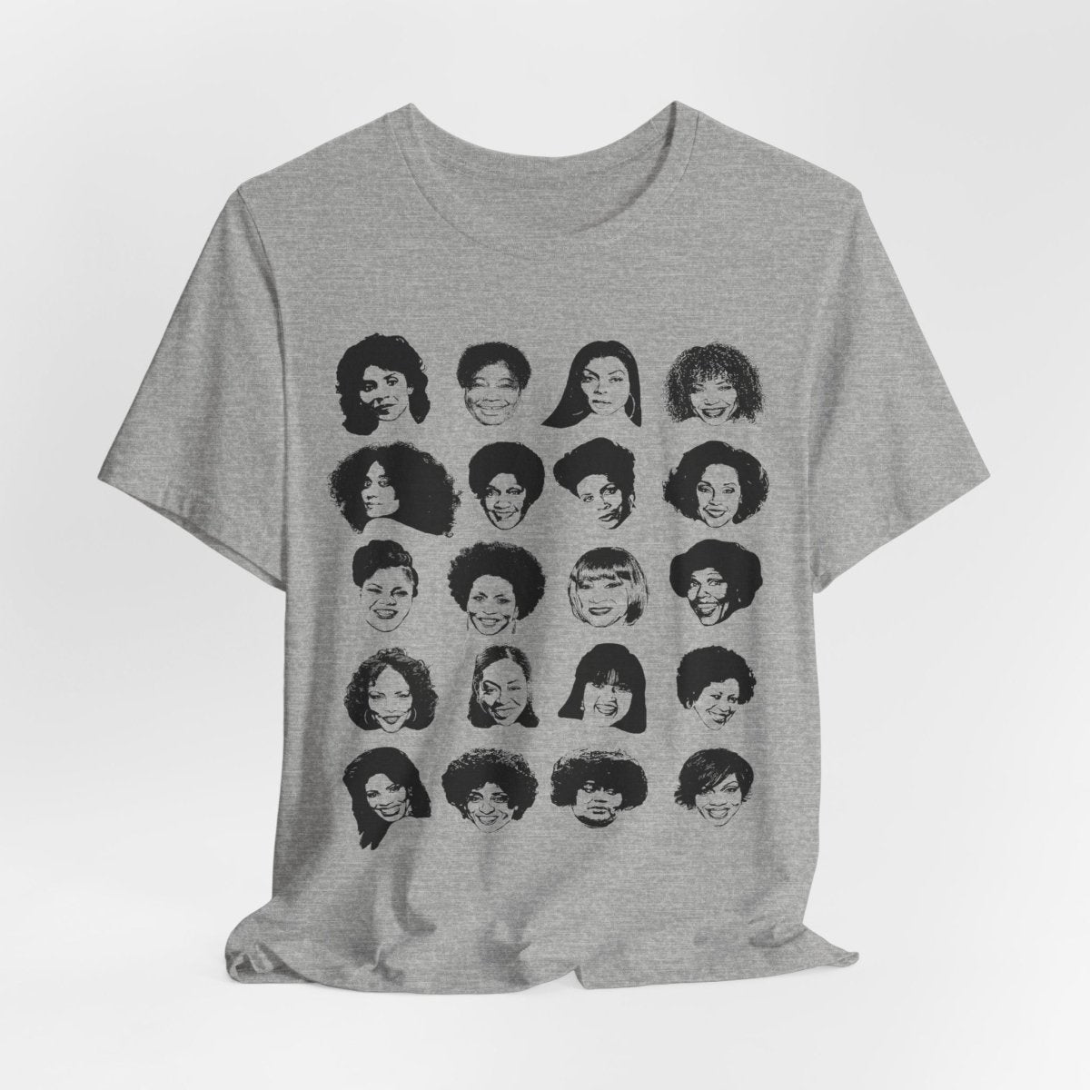 Adult unisex shirt featuring Black actresses who played TV moms, shown in a clean grid of iconic faces.