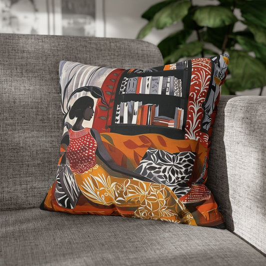 Black Woman Lounging Pillow - Afrocentric Art by The Trini Gee