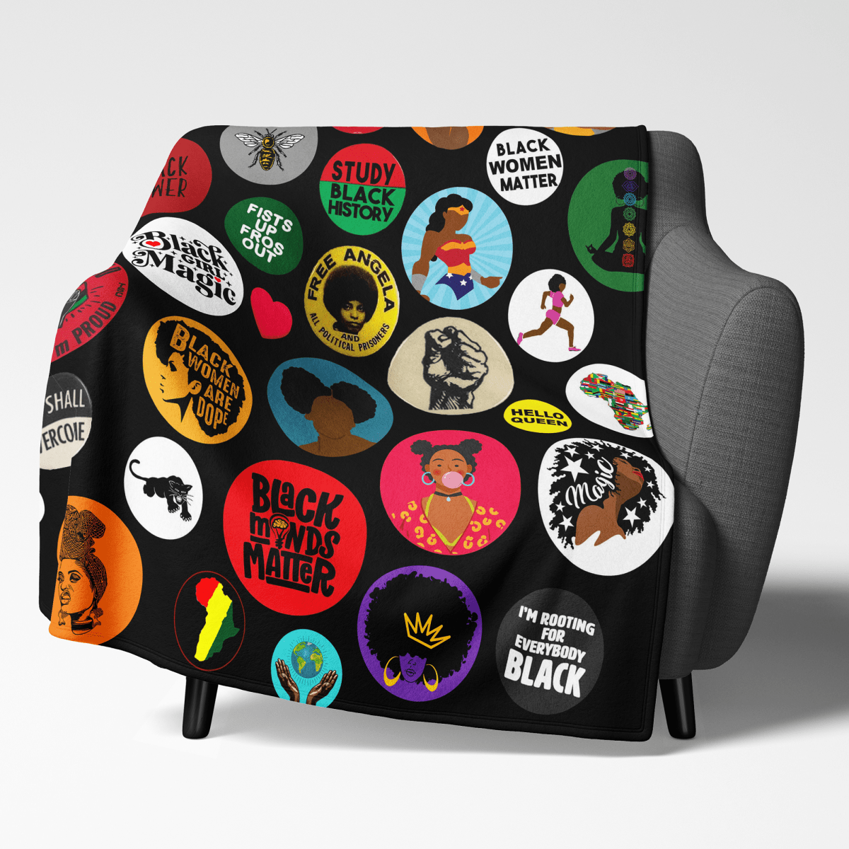 Black Woman Magic Blanket - Afrocentric Art by The Trini Gee