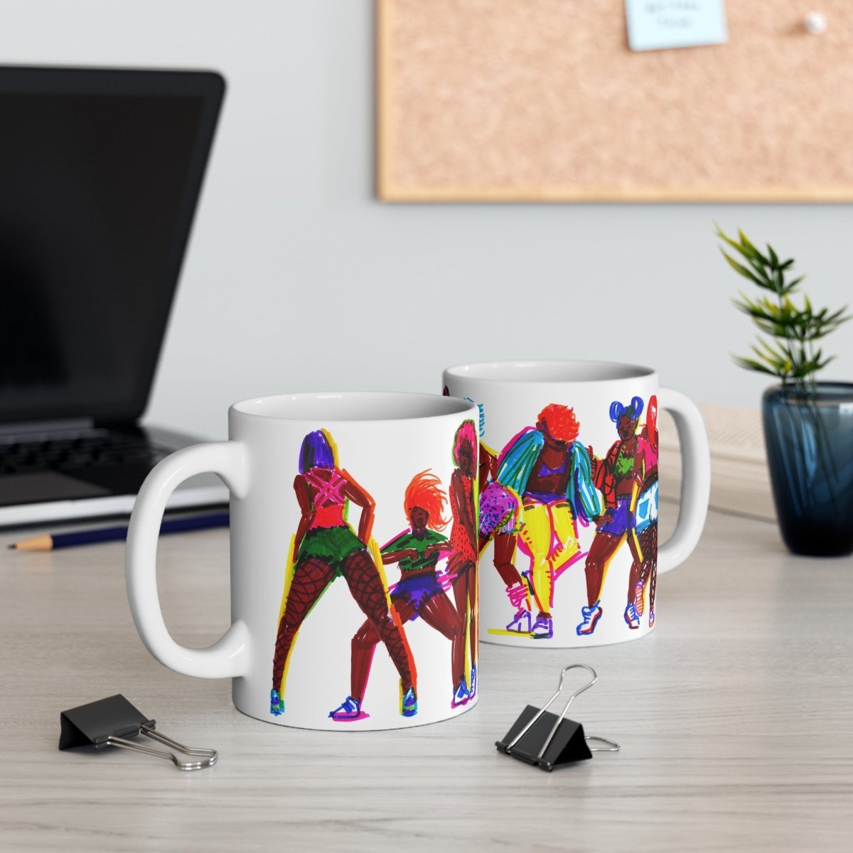 Black Women Dancing Mug - Afrocentric Art by The Trini Gee