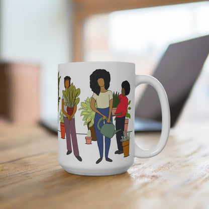 Black Women Garden Mug - Afrocentric Art by The Trini Gee