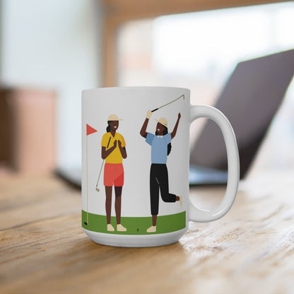 Black Women Golf Mug - Afrocentric Art by The Trini Gee