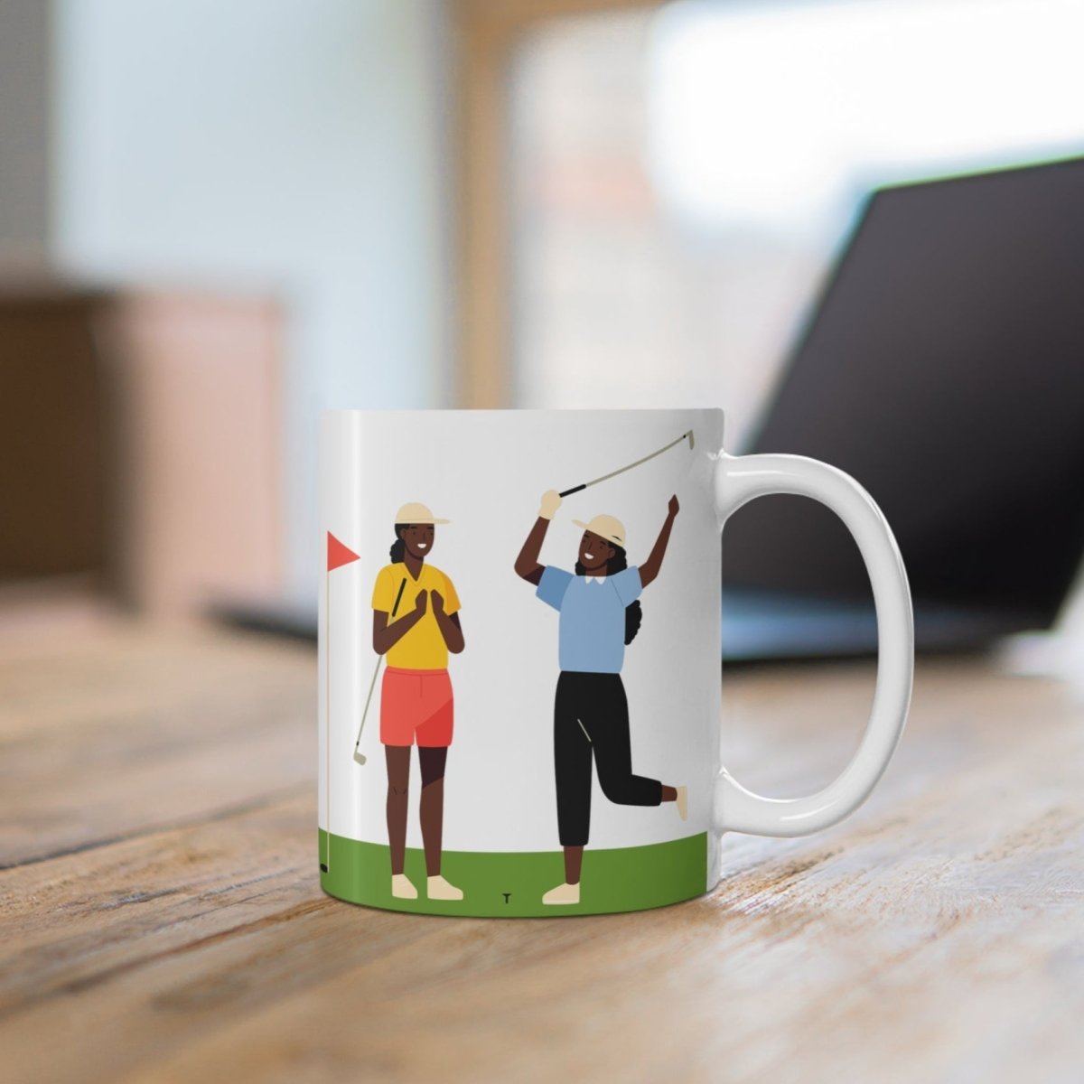Black Women Golf Mug - Afrocentric Art by The Trini Gee