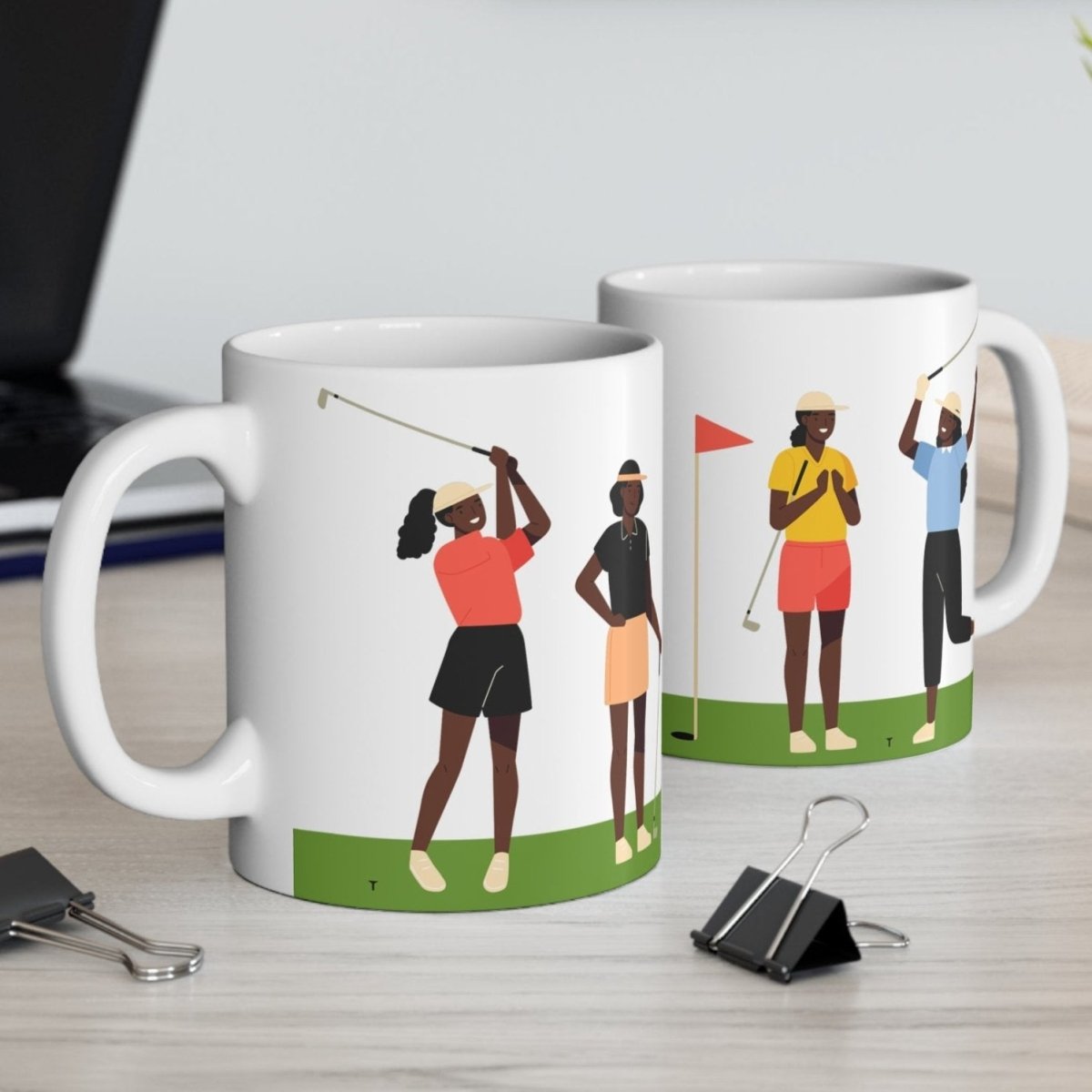 Black Women Golf Mug - Afrocentric Art by The Trini Gee