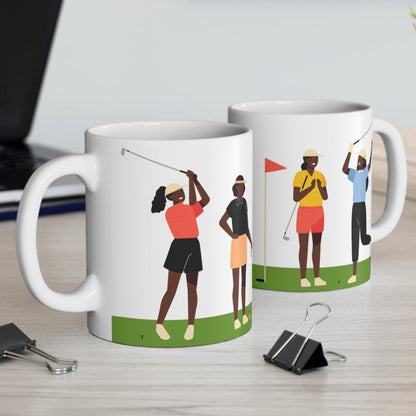 Black Women Golf Mug - Afrocentric Art by The Trini Gee
