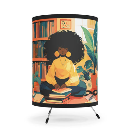 Book Time Girl Tripod Lamp - Afrocentric Art by The Trini Gee