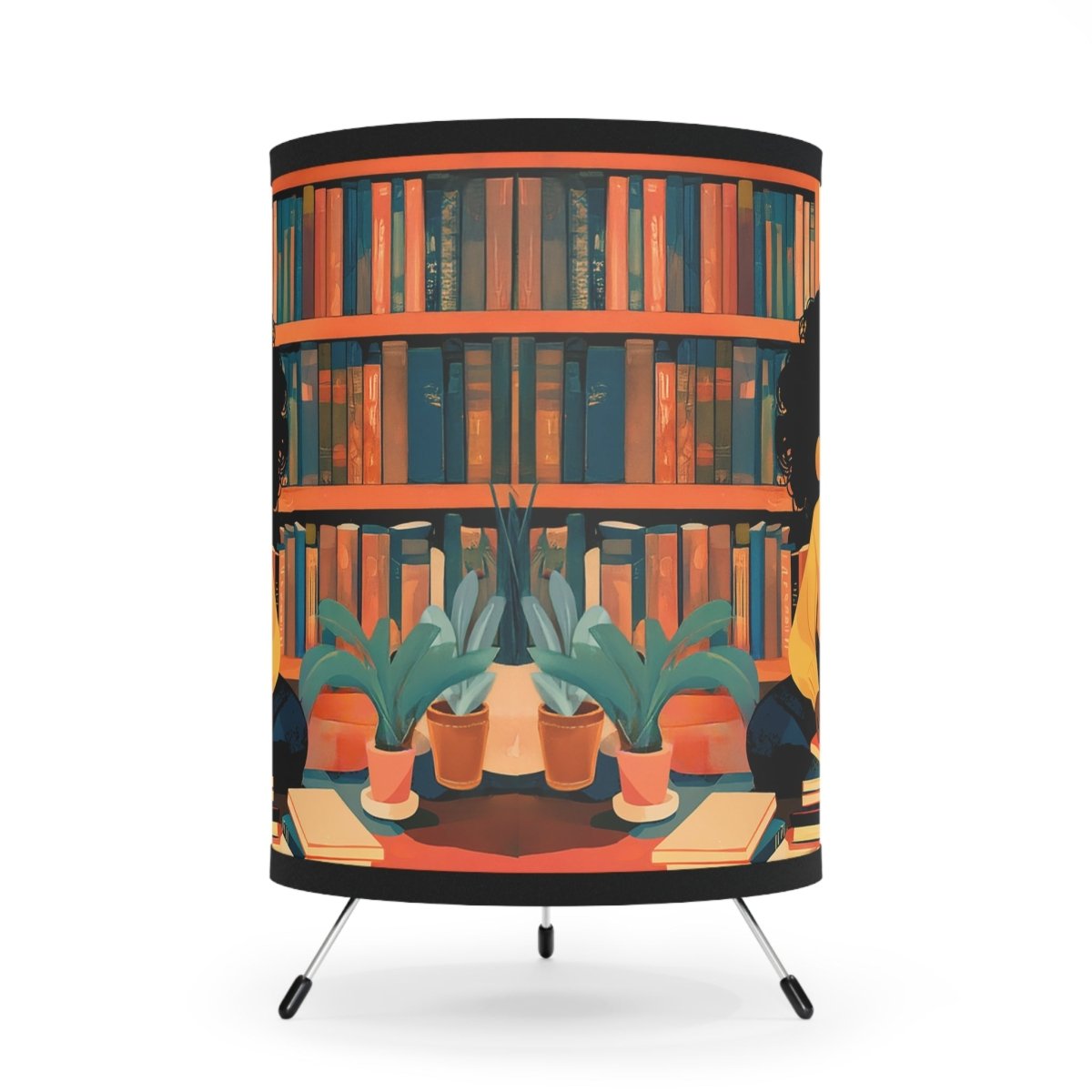 Book Time Girl Tripod Lamp - Afrocentric Art by The Trini Gee