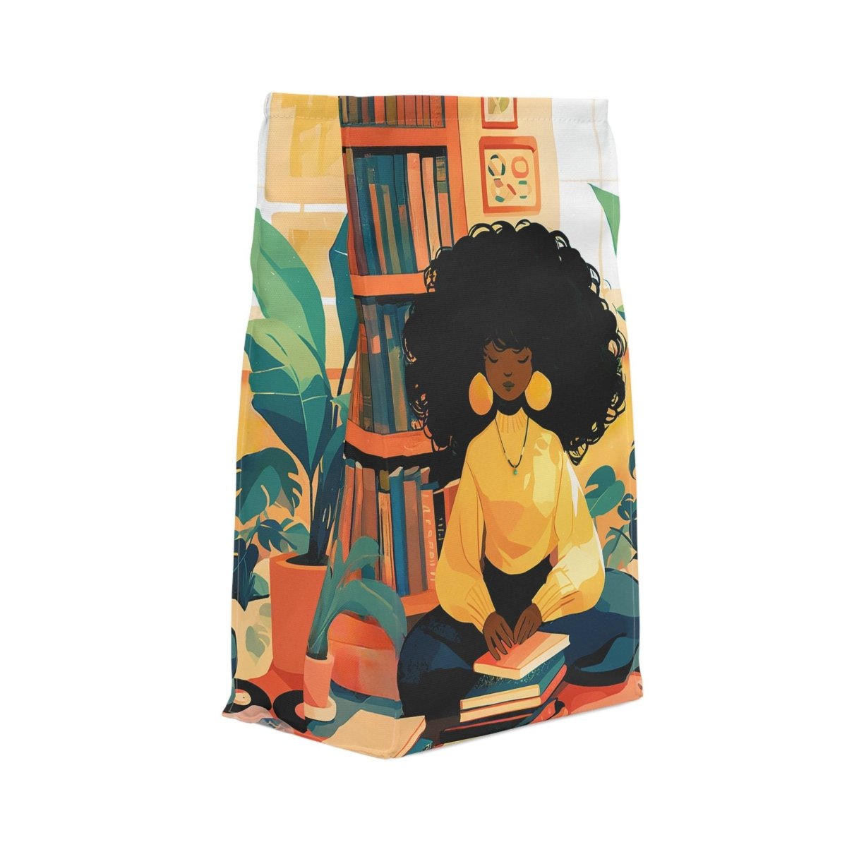 Bookish Girl Lunch Bag - Afrocentric Art by The Trini Gee