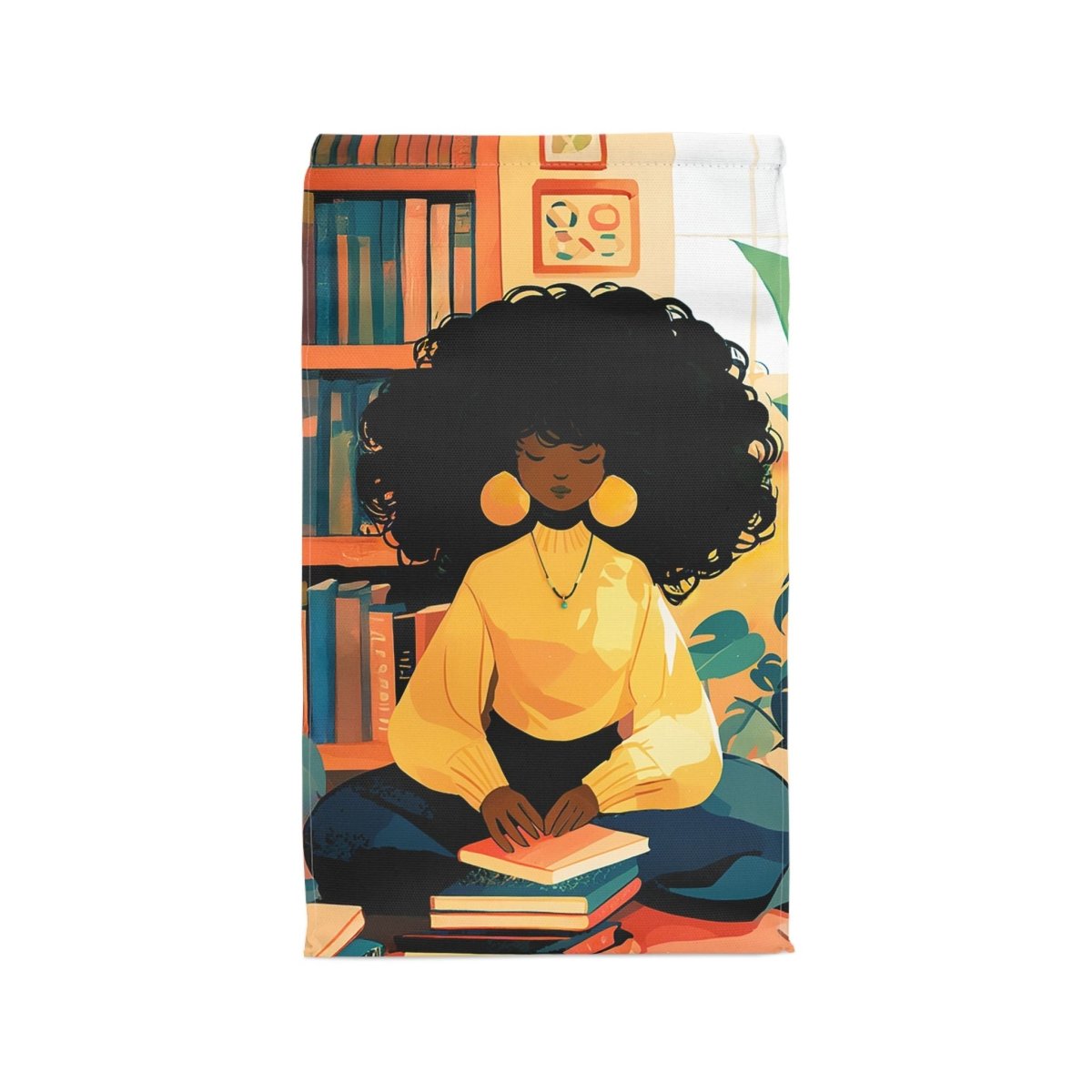 Bookish Girl Lunch Bag - Afrocentric Art by The Trini Gee