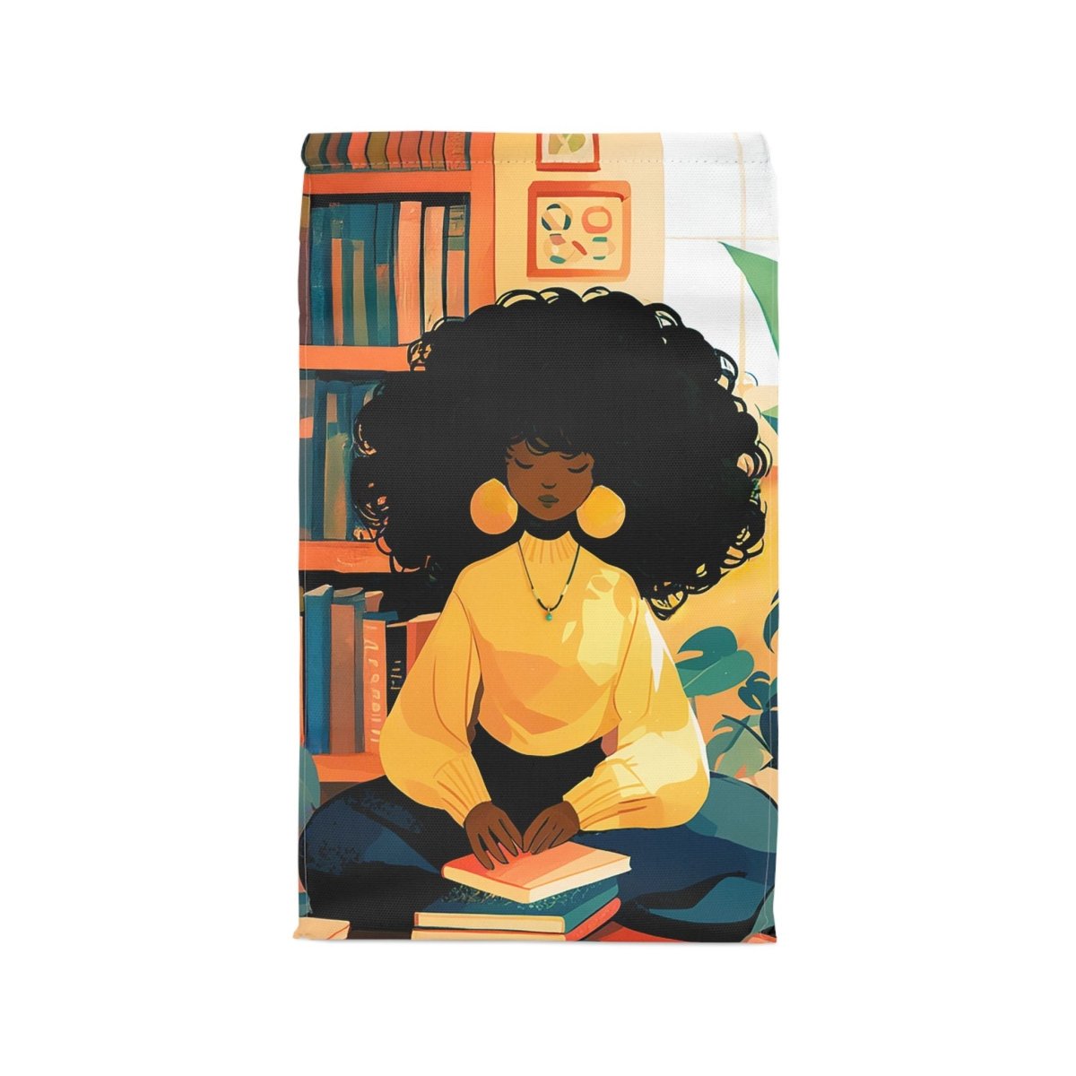 Bookish Girl Lunch Bag - Afrocentric Art by The Trini Gee