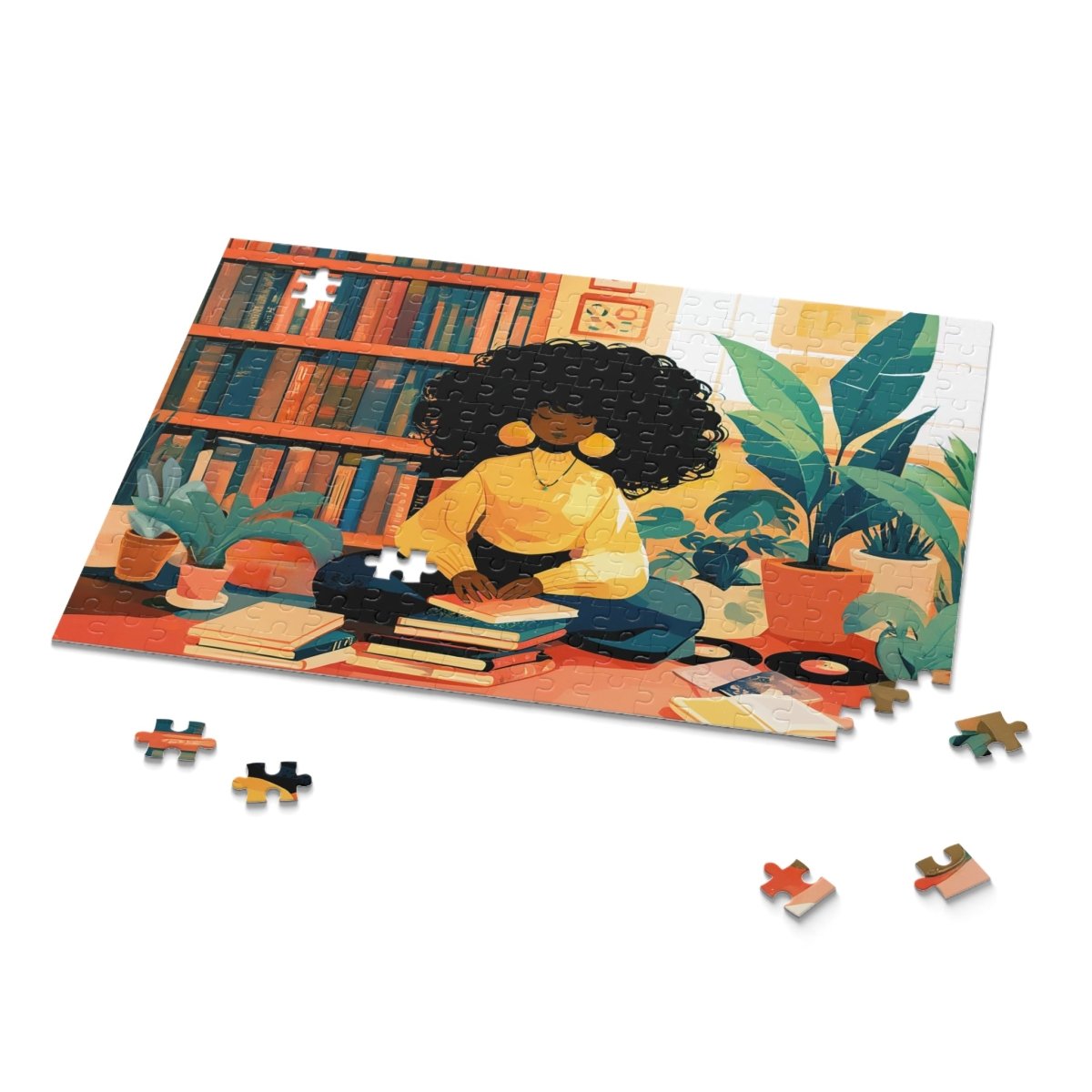 Bookish Girl Puzzle - Afrocentric Art by The Trini Gee
