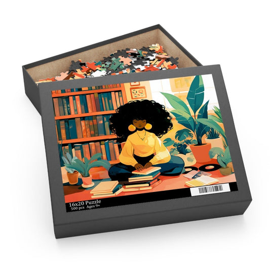 Bookish Girl Puzzle - Afrocentric Art by The Trini Gee