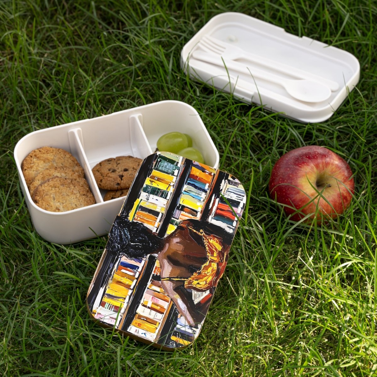 Bookstore Girl Bento Box - Afrocentric Art by The Trini Gee