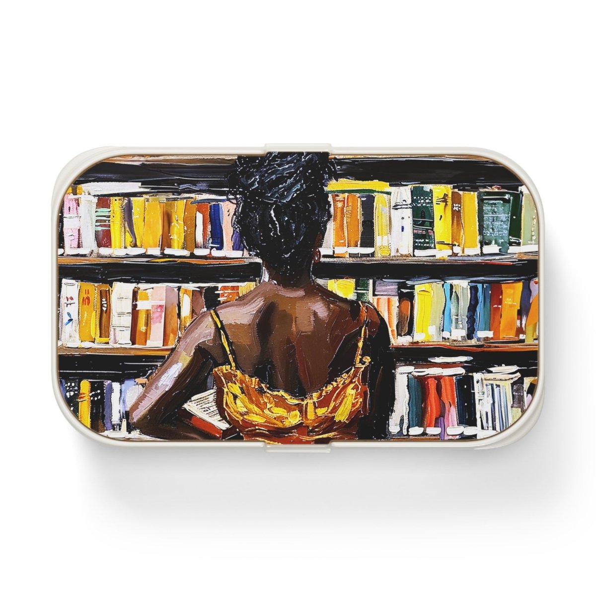 Bookstore Girl Bento Box - Afrocentric Art by The Trini Gee