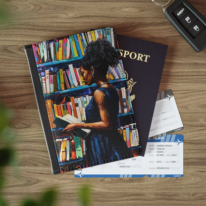 Bookstore Girl Passport Cover - Afrocentric Art by The Trini Gee