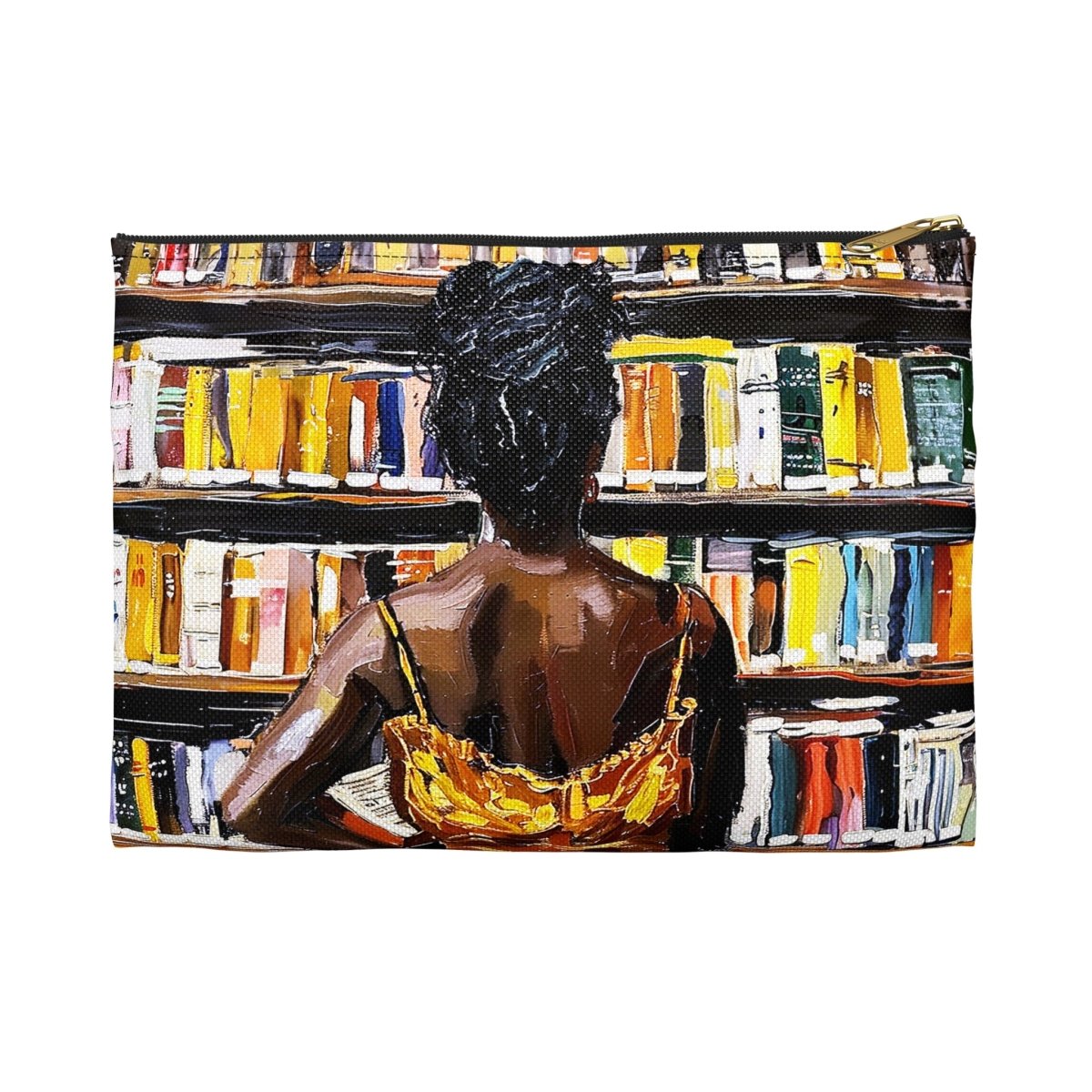 Bookstore Woman Pouch - Afrocentric Art by The Trini Gee