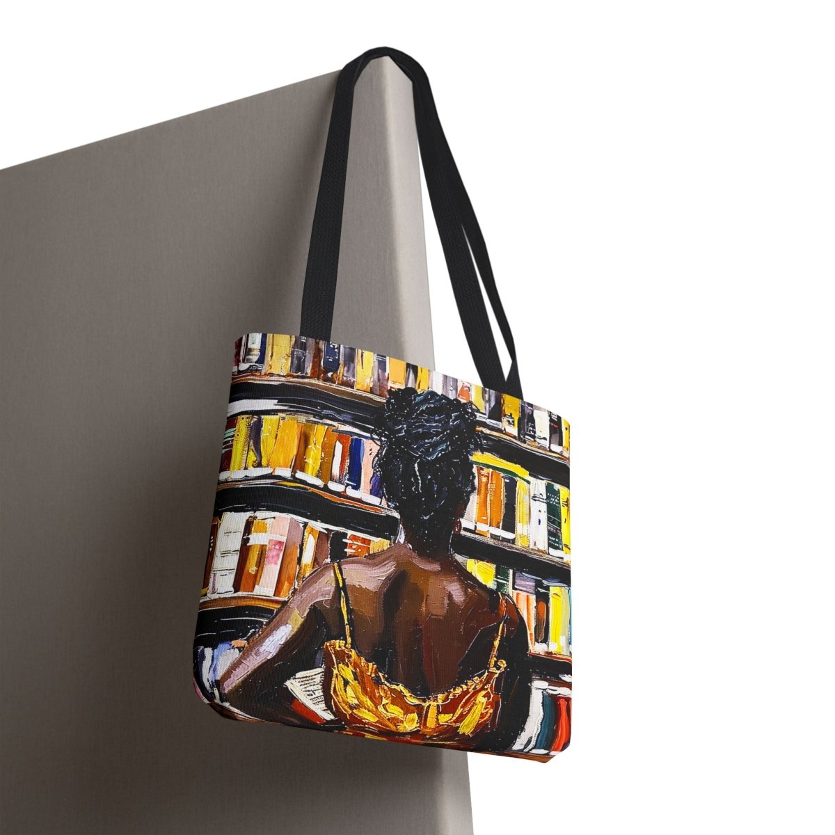 Bookstore Woman Tote Bag - Afrocentric Art by The Trini Gee