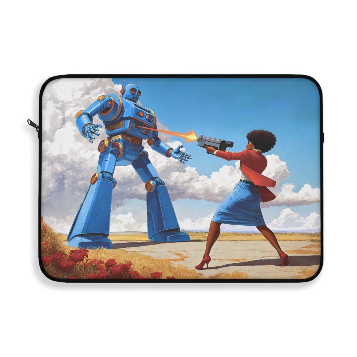 Bot Battle Babe Laptop Sleeve - Afrocentric Art by The Trini Gee