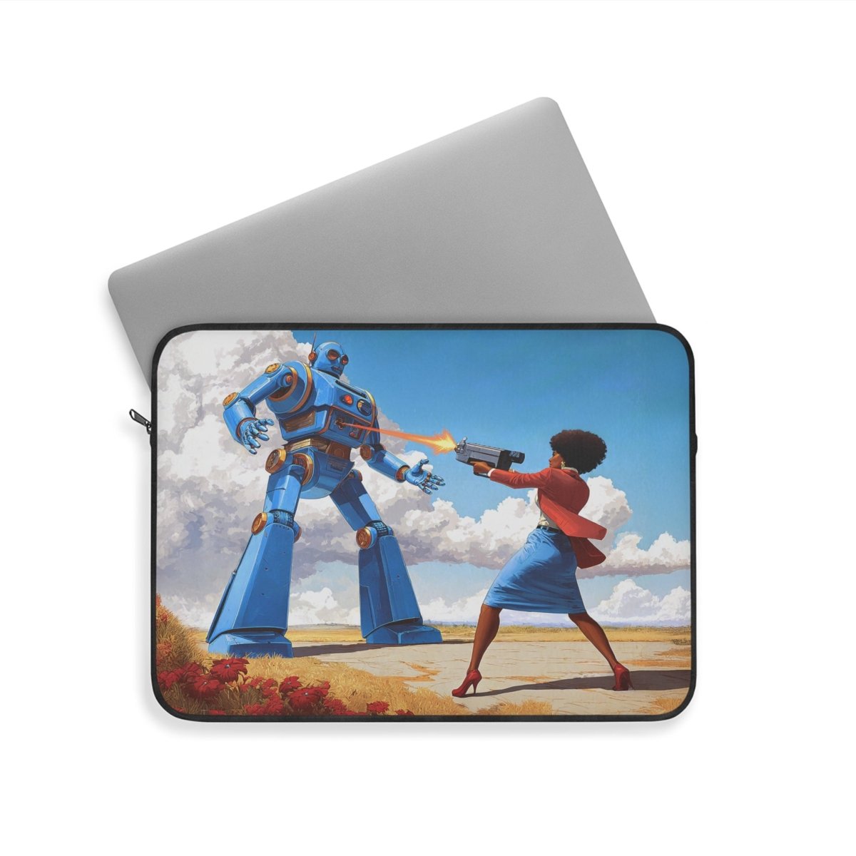 Bot Battle Babe Laptop Sleeve - Afrocentric Art by The Trini Gee