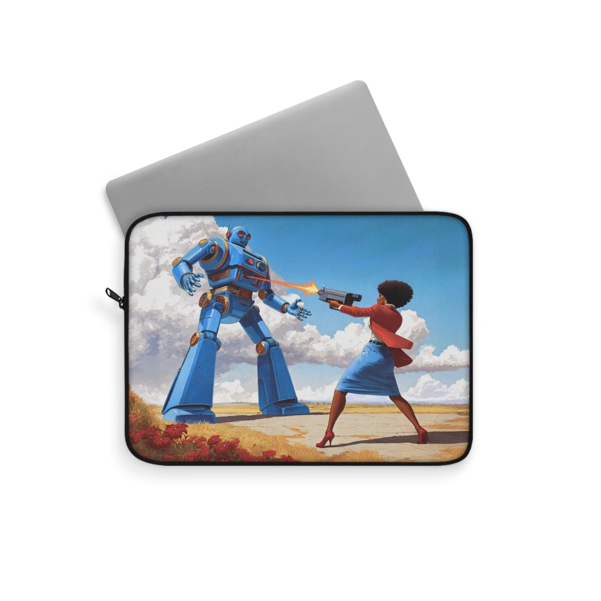 Bot Battle Babe Laptop Sleeve - Afrocentric Art by The Trini Gee