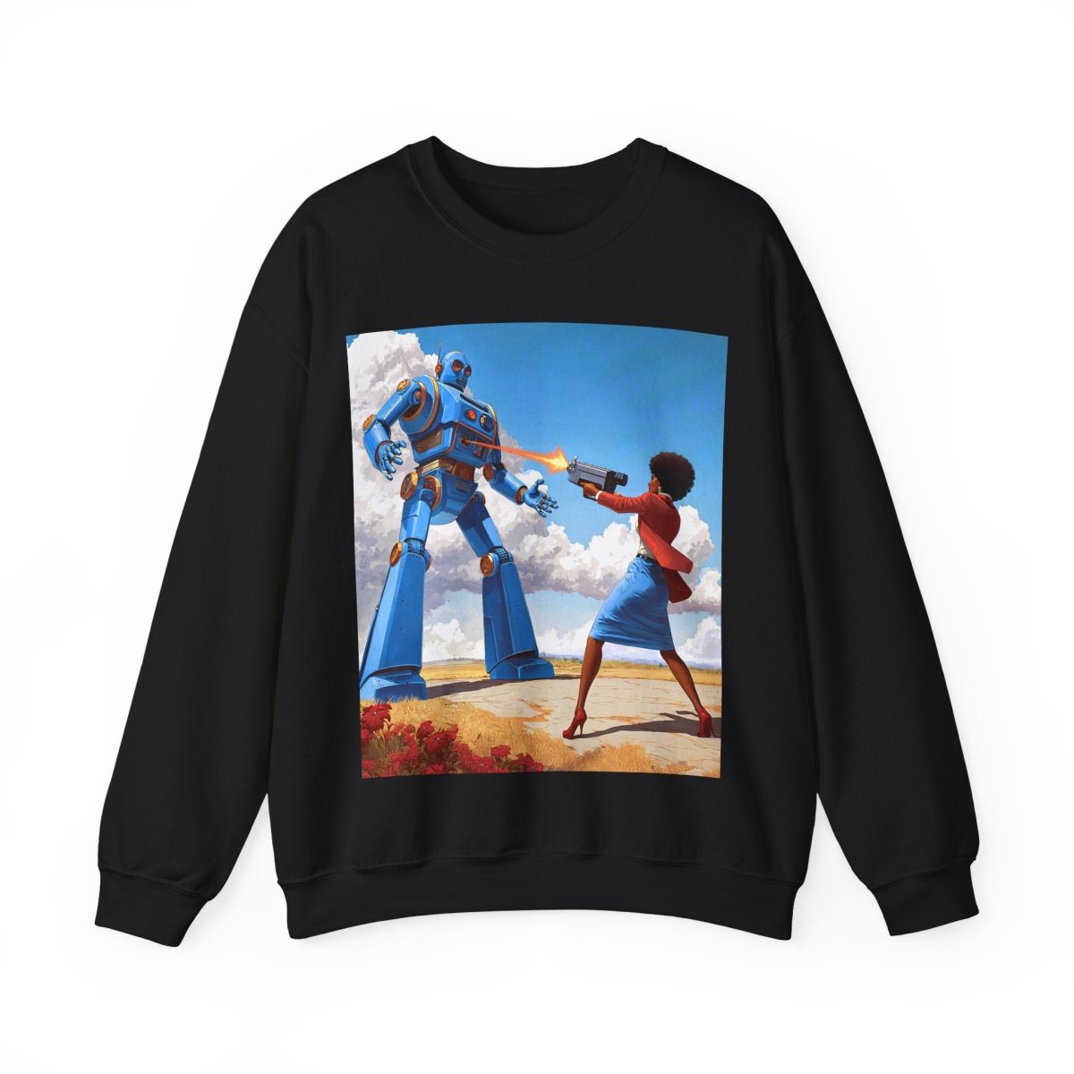 Bot Battle Babe Sweatshirt - Afrocentric Art by The Trini Gee