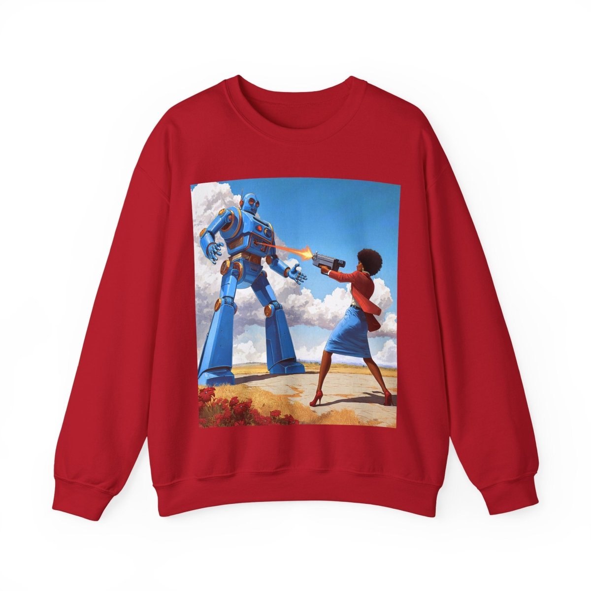 Bot Battle Babe Sweatshirt - Afrocentric Art by The Trini Gee
