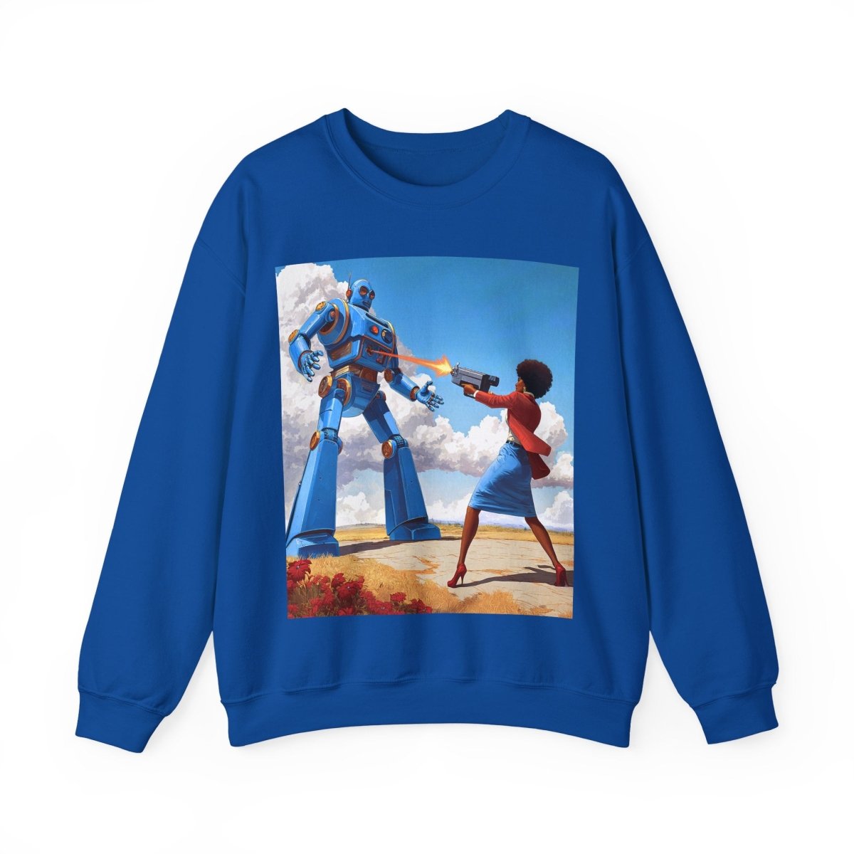 Bot Battle Babe Sweatshirt - Afrocentric Art by The Trini Gee