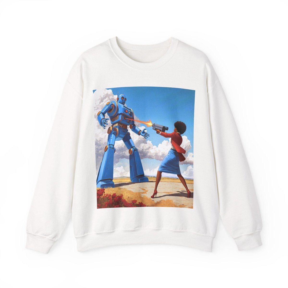 Bot Battle Babe Sweatshirt - Afrocentric Art by The Trini Gee