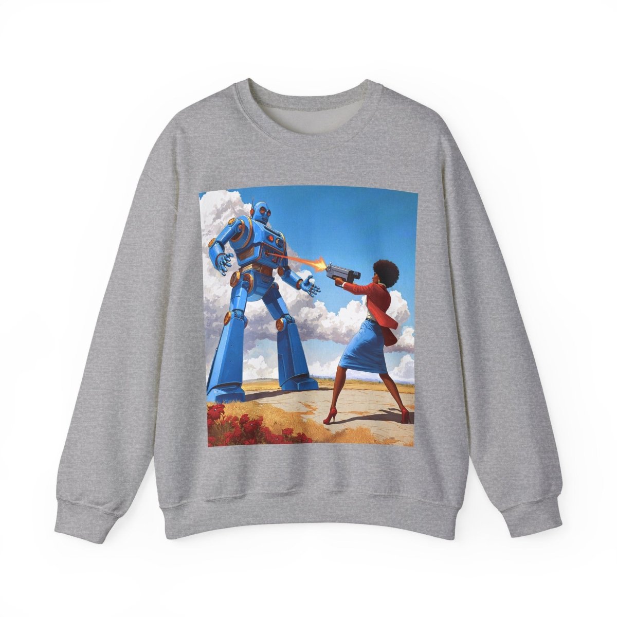 Bot Battle Babe Sweatshirt - Afrocentric Art by The Trini Gee