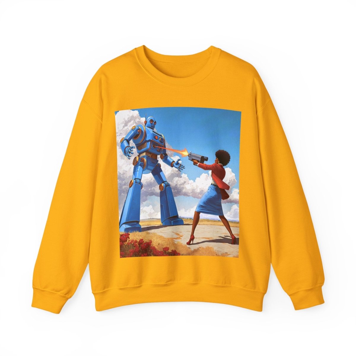 Bot Battle Babe Sweatshirt - Afrocentric Art by The Trini Gee